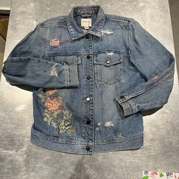 Vintage Guess Embroidered Art Denim Jacket (Women’s Size S) - Picture 3 of 9